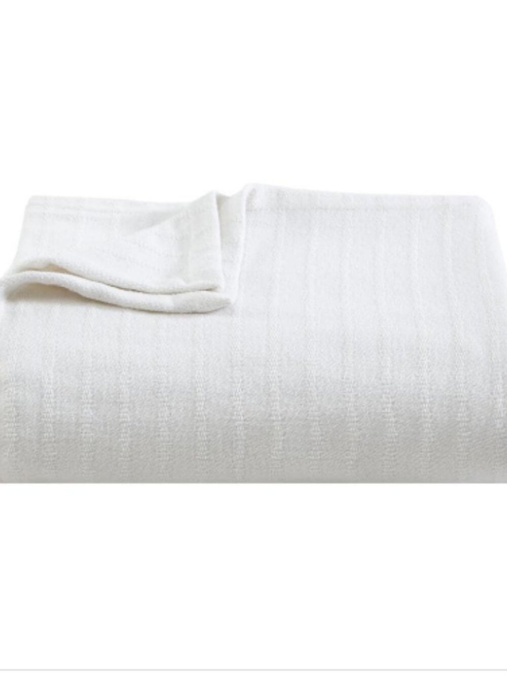 Vera Wang All Over Rib White Cotton Blanket, Full/Queen